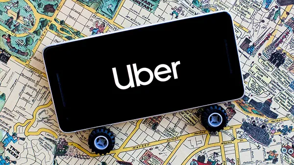 uber logo on a road map - decorative